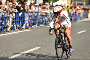 今大会始めて実施された個人タイムトライアルレース。全日本選手権個人タイムトライアルレース男子エリート優勝（2015）の中村龍太郎選手は6 位に入った。